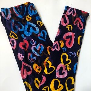 Multi Hearts Peachskin Leggings Plus Size